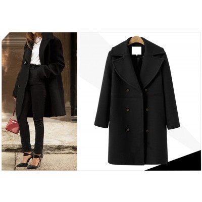 Winter Fashion women coats Casual Jackets Long Sleeve Blazer Outwear Female Elegant Wool double breasted Coat